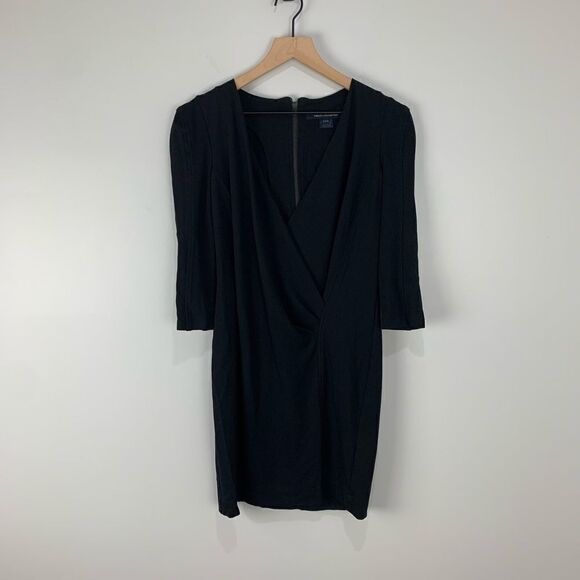 French Connection Black Deep V Dress - Picture 1 of 6